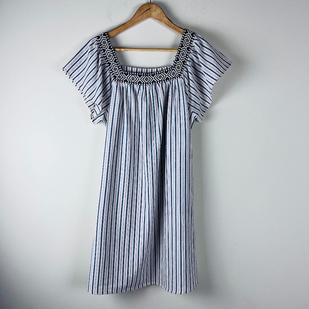 Hem & Thread Striped Peasant Dress S